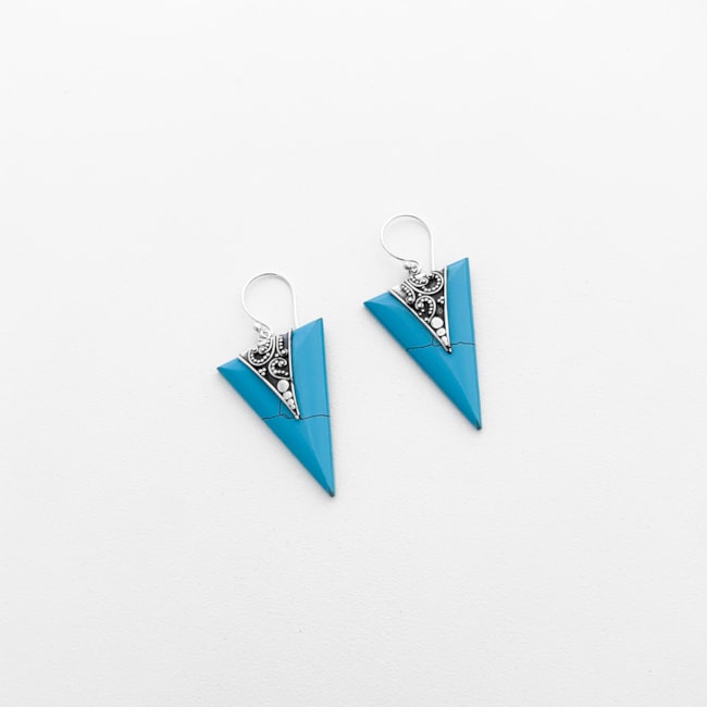 Conjunto Triangular Boho com Turquesa Resinada