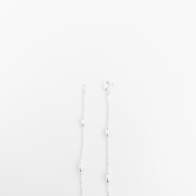 Corrente de Bolinha Diamantada com Bolinhas Arroz - 40cm