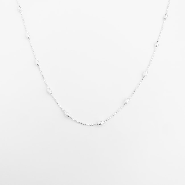 Corrente de Bolinha Diamantada com Bolinhas Arroz - 40cm