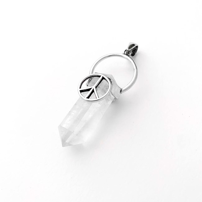 Cristal Quartzo Transparente com Símbolo da Paz