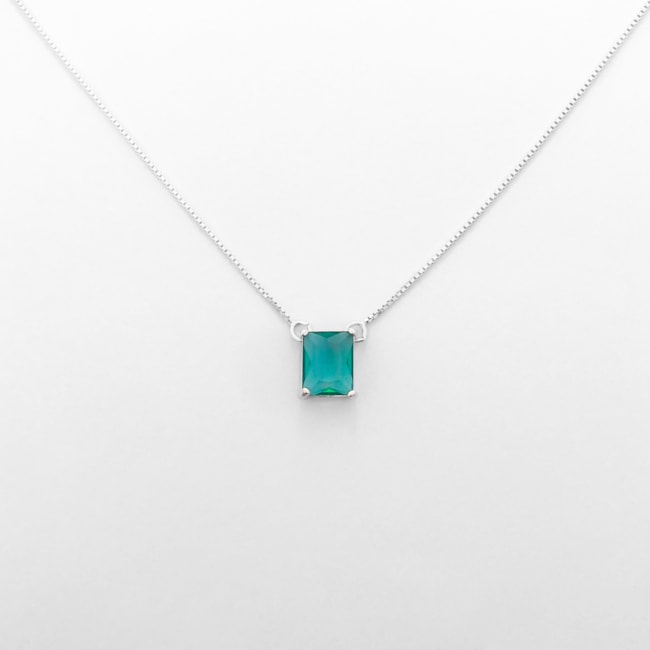 Escapulário com Zircônia Verde Água - 60cm