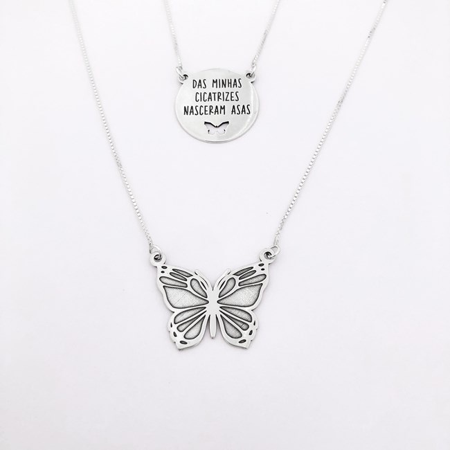 Escapulário de Borboleta com Medalha "Das minhas cicatrizes nasceram asas" Escapulário de Borboleta com Medalha "Das minhas cicatrizes nasceram asas"