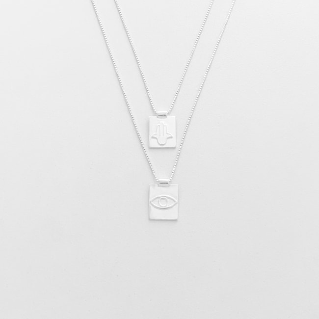 Escapulário Mão de Fátima e Olho Grego - 70cm