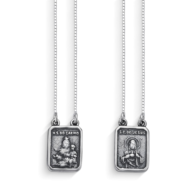 Escapulário Nossa Senhora do Carmo e Sagrado Coração -  70cm