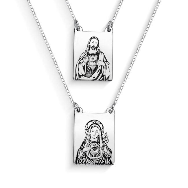 Escapulário Sagrado Coração de Jesus e Maria - 50cm