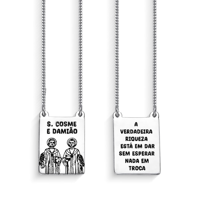 Escapulário São Cosme e Damião com Frase 