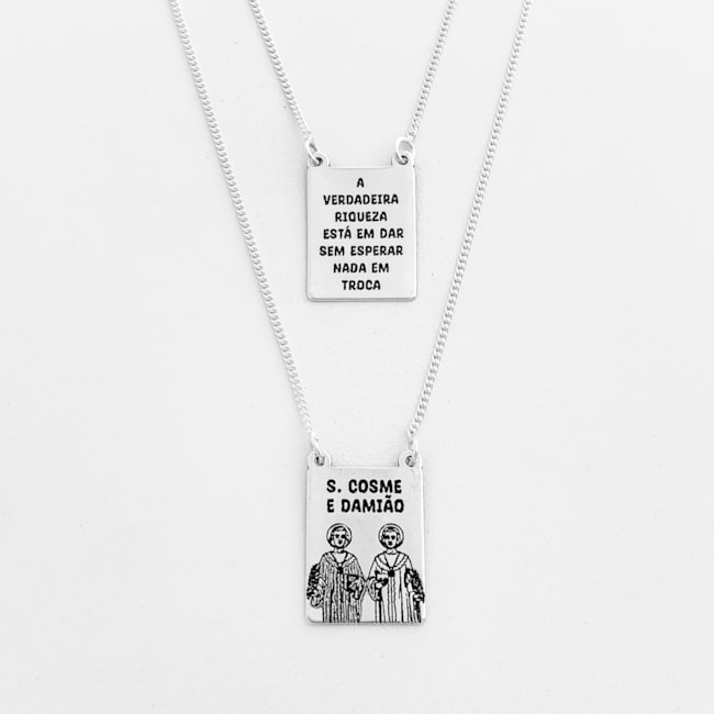 Escapulário São Cosme e Damião com Frase 
