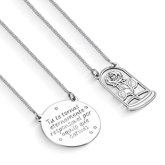 Escapulário “Tu te tornas eternamente responsável por aquilo que cativas.” Com Rosa no Vidro - 70cm