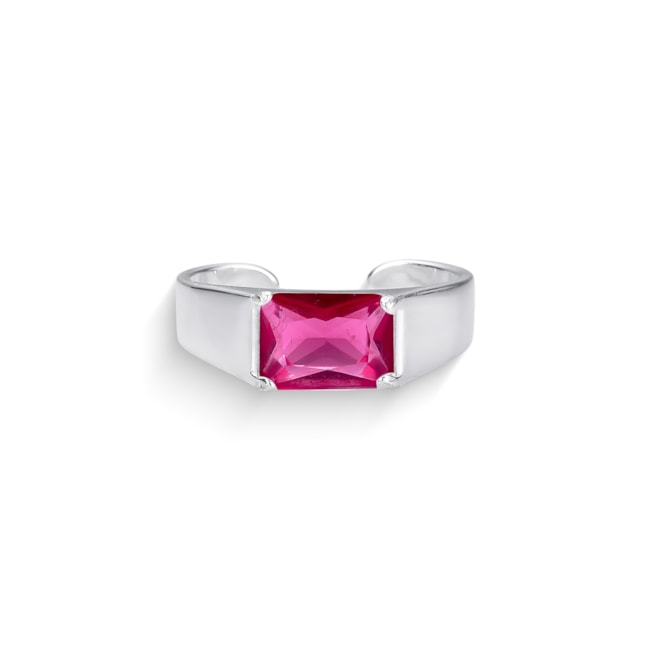 Falange Sinete Liso com Zircônia Rubi Rose 