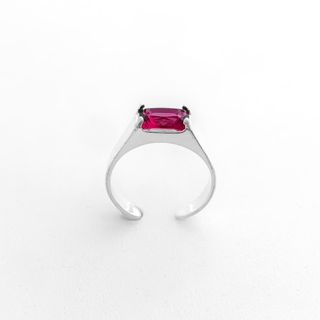 Falange Sinete Liso com Zircônia Rubi Rose 