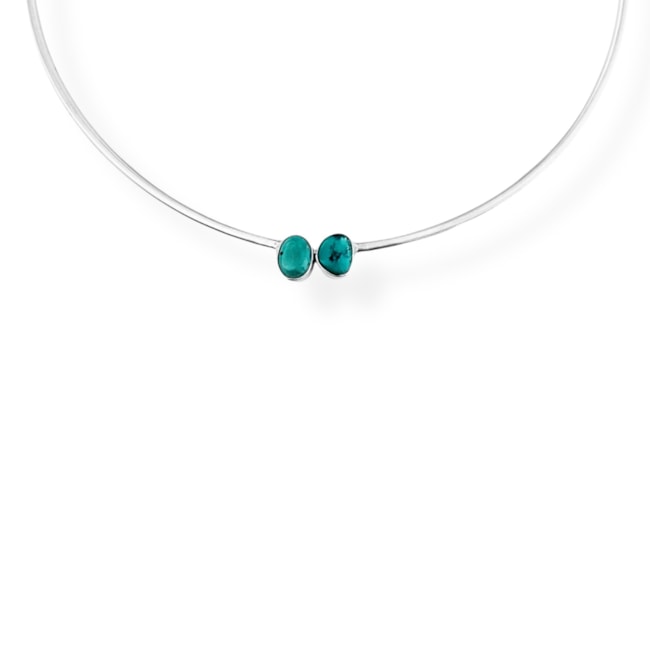 Gargantilha Aro Liso com Pedra Turquesa 