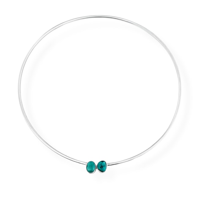 Gargantilha Aro Liso com Pedra Turquesa 