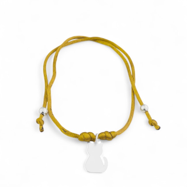 Gargantilha Azul com Pingente de Gato - 45cm