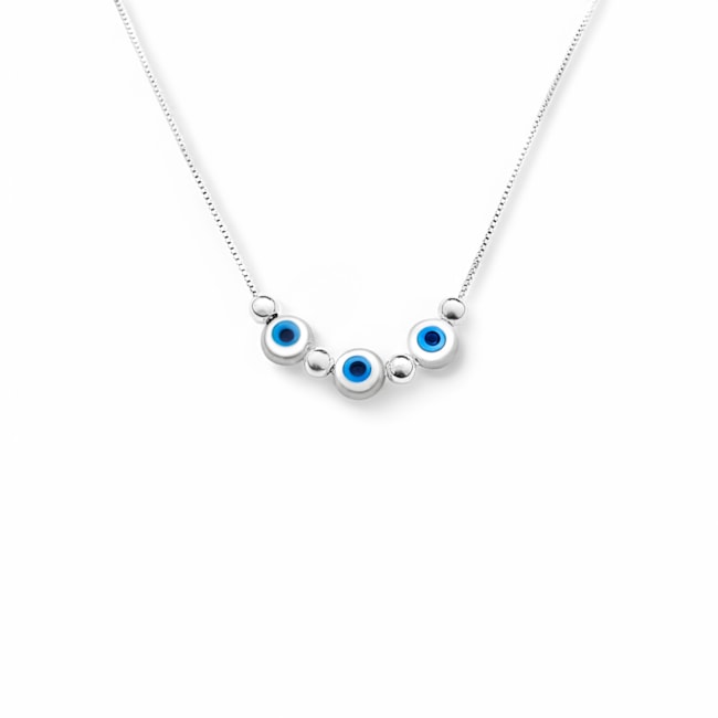 Gargantilha com 3 Olhos Gregos em Madrepérola – 40cm