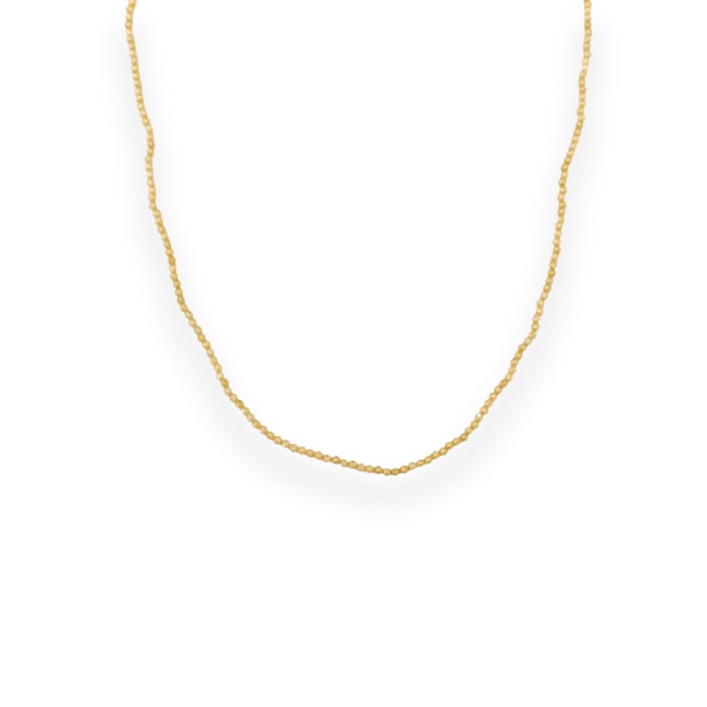 Gargantilha com Fio de Mini Pedras e Zircônia Amarela - 38cm