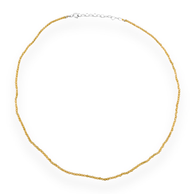 Gargantilha com Fio de Mini Pedras e Zircônia Amarela - 38cm