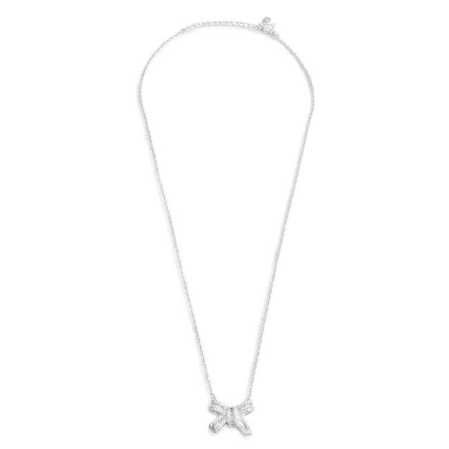 Gargantilha com Laço Cravejado de Zircônia Cristal e Vidrilhos - 40cm