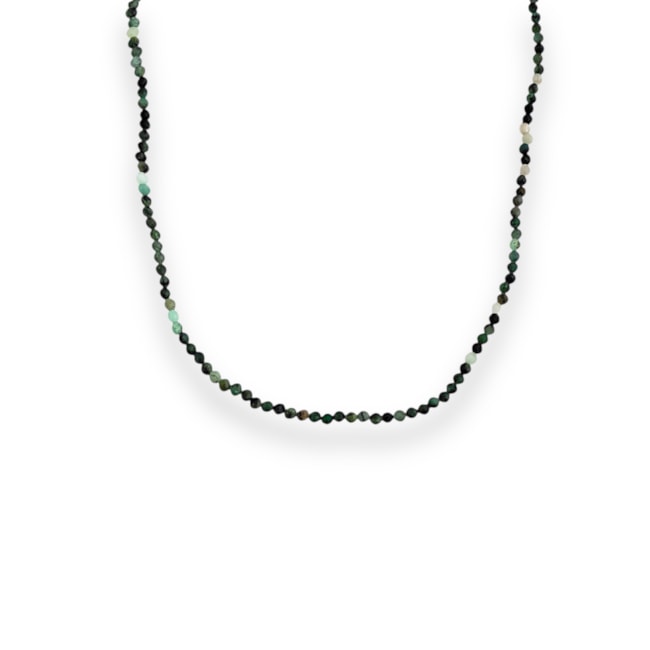 Gargantilha com Pedra Jade Esmeralda - 37cm 