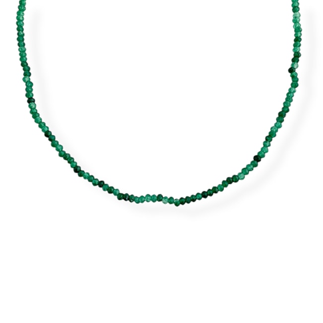 Gargantilha com Pedra Jade Esmeralda - 60cm 