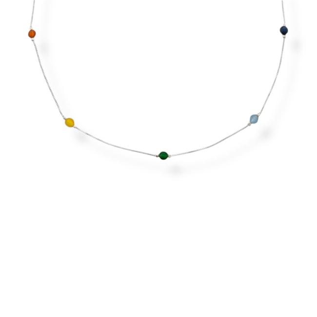 Gargantilha com Pedrinhas dos Sete Chakras Intercaladas - 40cm