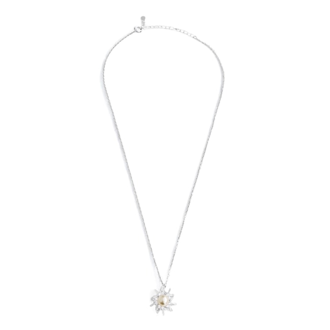 Gargantilha com Pérola Água Doce Cravejada de Zircônia Cristal e Vidrilhos - 40cm