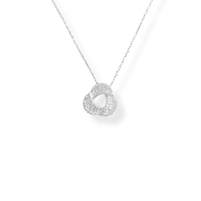 Gargantilha com Pingente Cravejado de Zircônia Cristal - 40cm