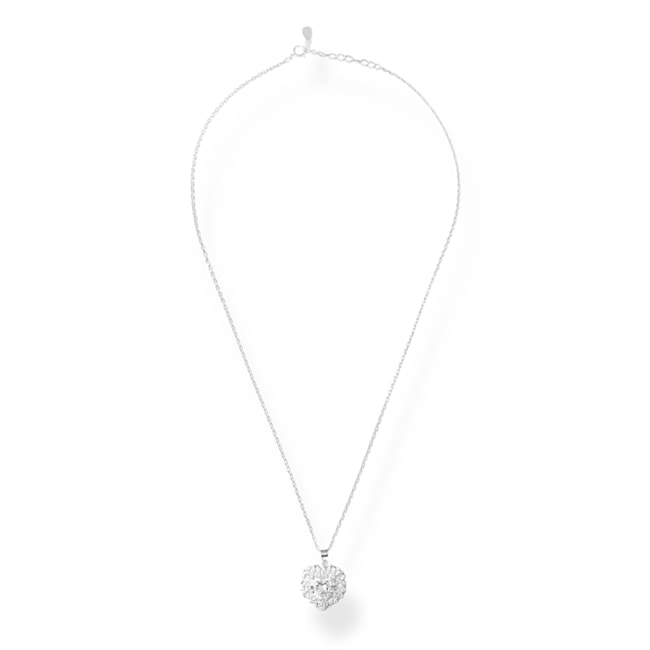 Gargantilha com Pingente de Coração Cravejado com Zircônia Cristal - 40cm