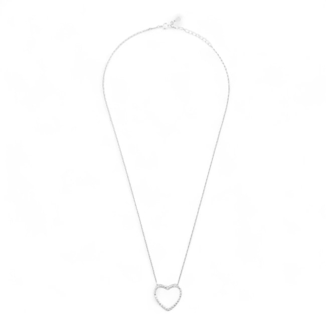 Gargantilha com Pingente de Coração Vazado Cravejado - 40cm 