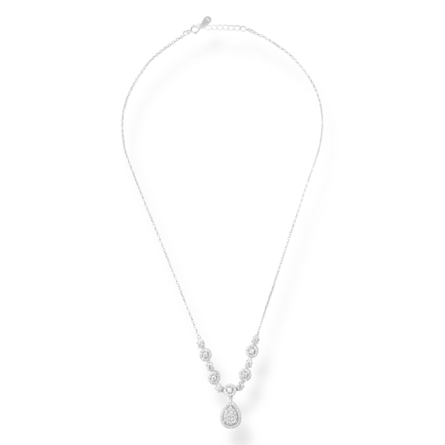 Gargantilha com Pingente de Gota Vazado Cravejado de Zircônia - 40cm
