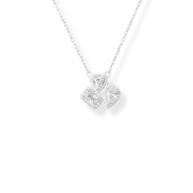 Gargantilha com Pingente e Zircônia Cristal Cravejado ao redor - 40cm