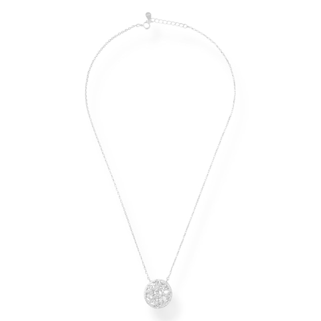 Gargantilha com Pingente Floral Cravejado com Zircônias - 40cm