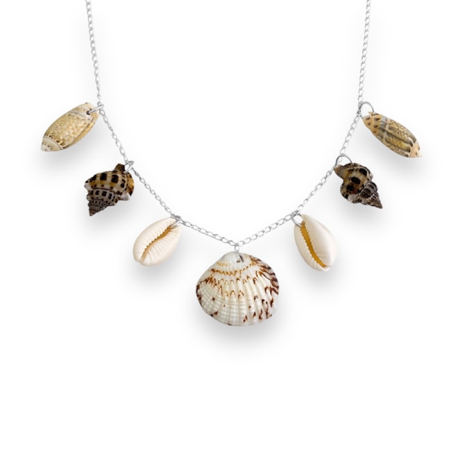 Gargantilha com Pingentes de Búzio Conchas e Caracol - 36cm