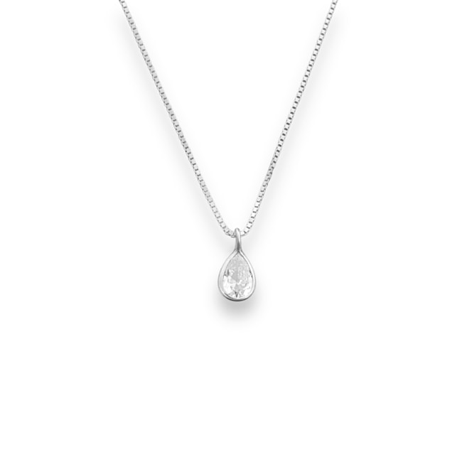 Gargantilha com Ponto de Luz Gota Zircônia de Gota - 45cm