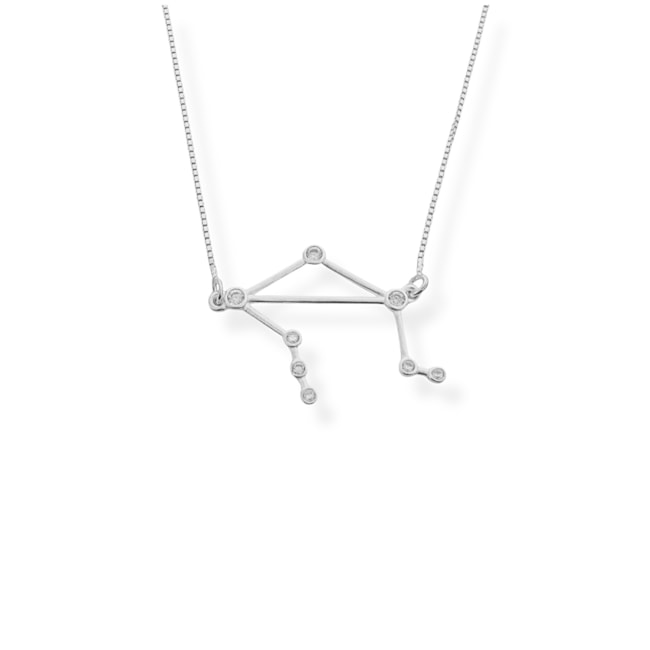 Gargantilha Constelação do Signo de Libra Cravejada com Zircônia - 50cm