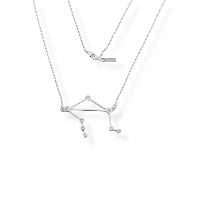 Gargantilha Constelação do Signo de Libra Cravejada com Zircônia - 50cm
