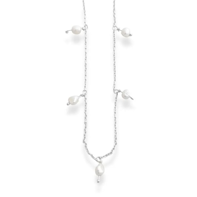 Gargantilha Corrente Cartier com Pérolas Pão - 40cm