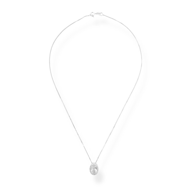 Gargantilha Cravejada com Zircônias e Pedra Oval - 40cm