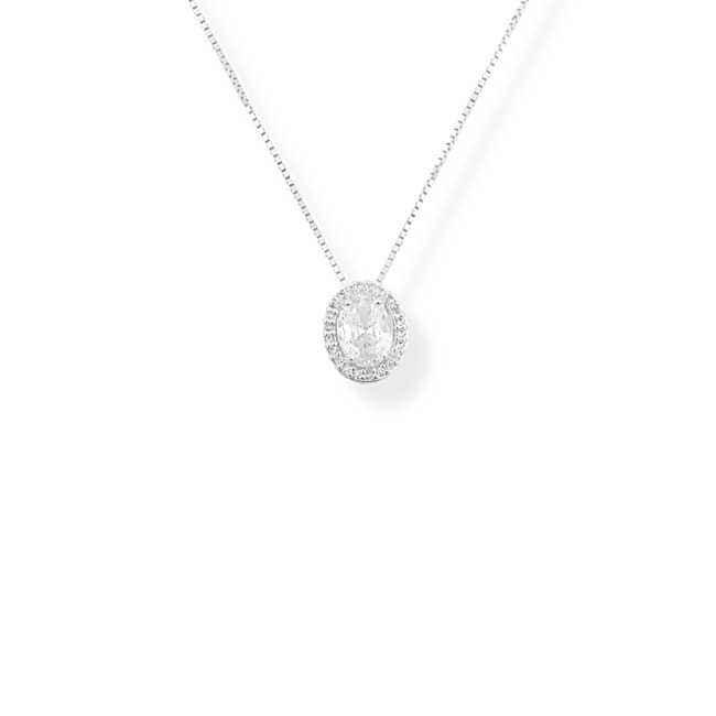 Gargantilha Cravejada com Zircônias e Pedra Oval - 40cm