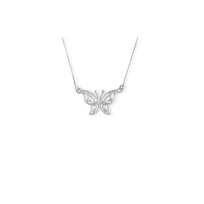 Gargantilha de Borboleta Vazada com Zircônias - 45cm