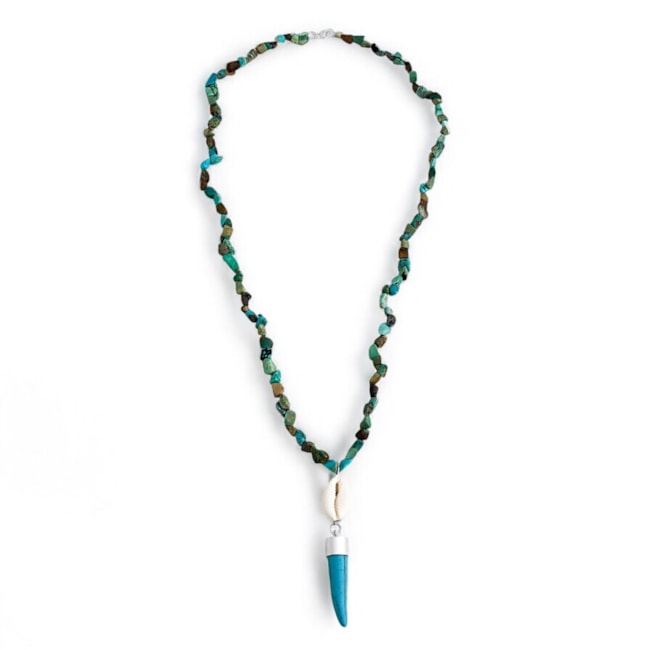 Gargantilha de Cascalho Hubei com Búzio e Dente - 70cm