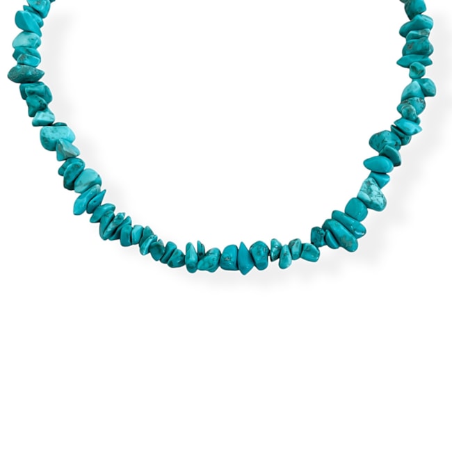 Gargantilha de Cascalho Turquesa Azul - 70cm