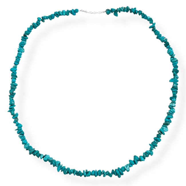 Gargantilha de Cascalho Turquesa Azul - 70cm