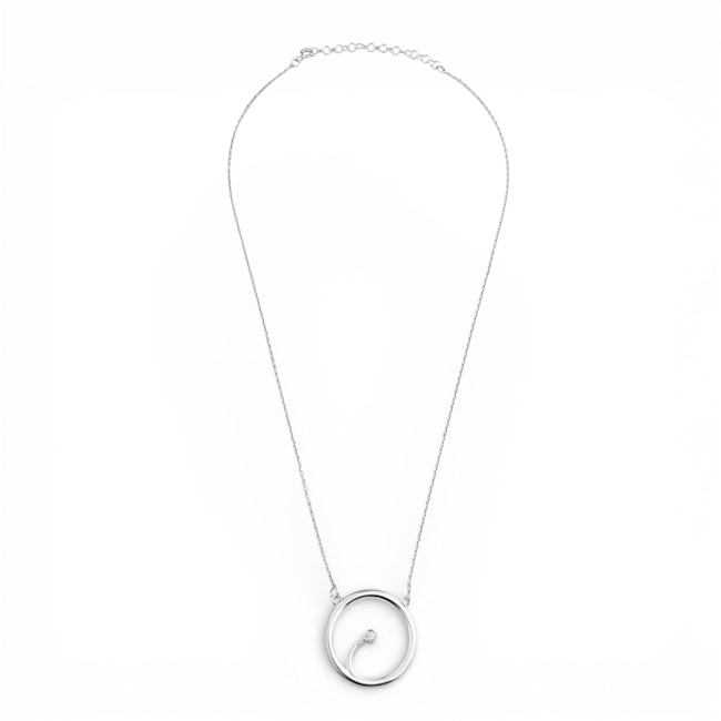 Gargantilha de Círculo Vazado com Ponto de Zircônia Cristal - 40cm