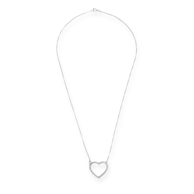 Gargantilha de Coração Cravejada com Zircônia 45cm