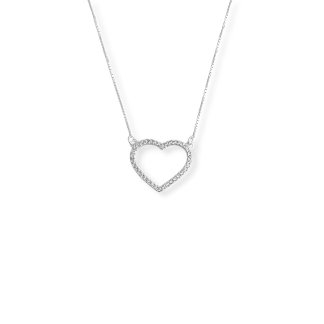Gargantilha de Coração Cravejada com Zircônia 45cm