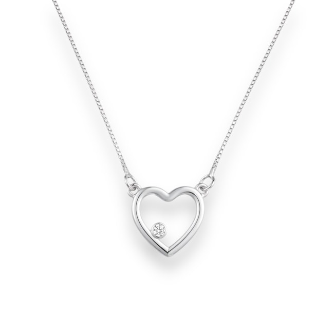 GARGANTILHA DE CORAÇÃO VAZADO COM ZIRCÔNIA CRISTAL - 40CM