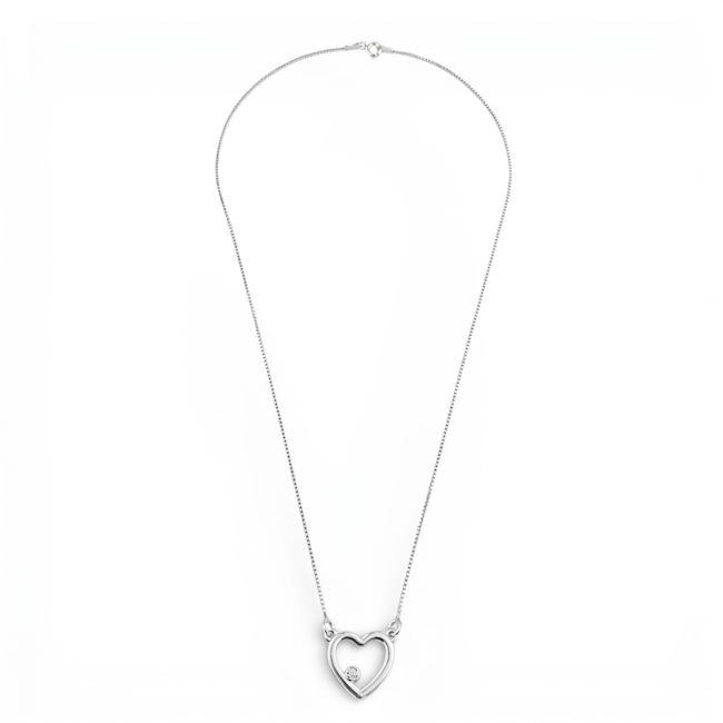 Gargantilha de Coração Vazado com Zircônia Cristal 