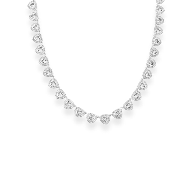 Gargantilha de Corações com Zircônias Cravejadas - 39cm