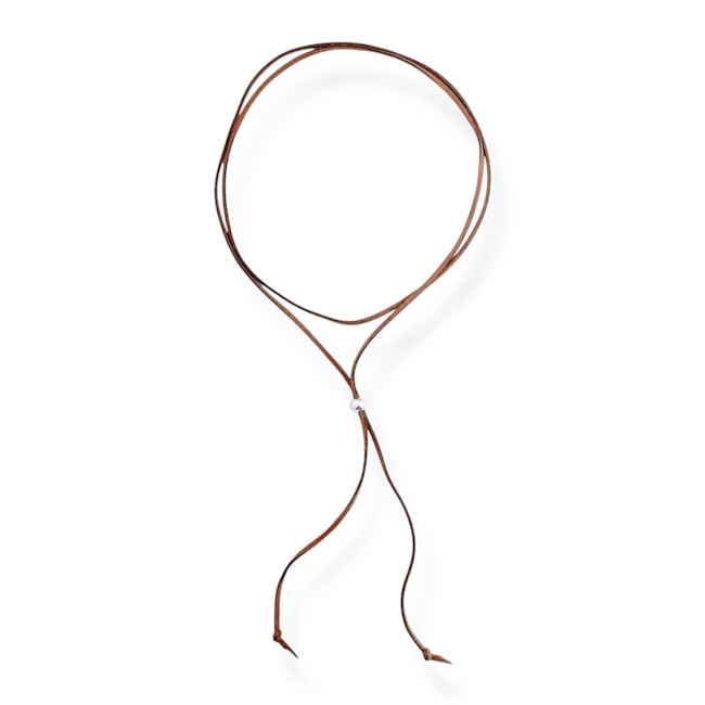 Gargantilha de Courinho Regulável com Bolinha em Prata - 98cm