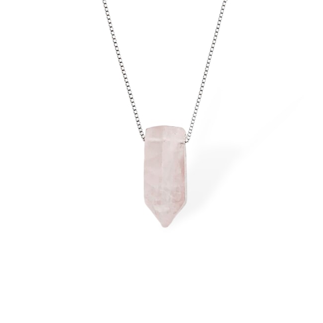 Gargantilha de Cristal Quartzo Rosa - 40cm
